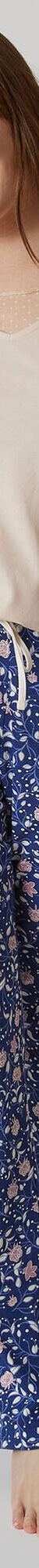 Pantalon pyjama coton imprimé floral (marine / mauve) Pantalon pyjama coton imprimé floral (marine / mauve)